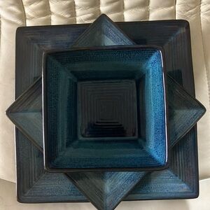 Oneida Adriatic Blue Stoneware Dinnerware - Set of 6 Place Settings